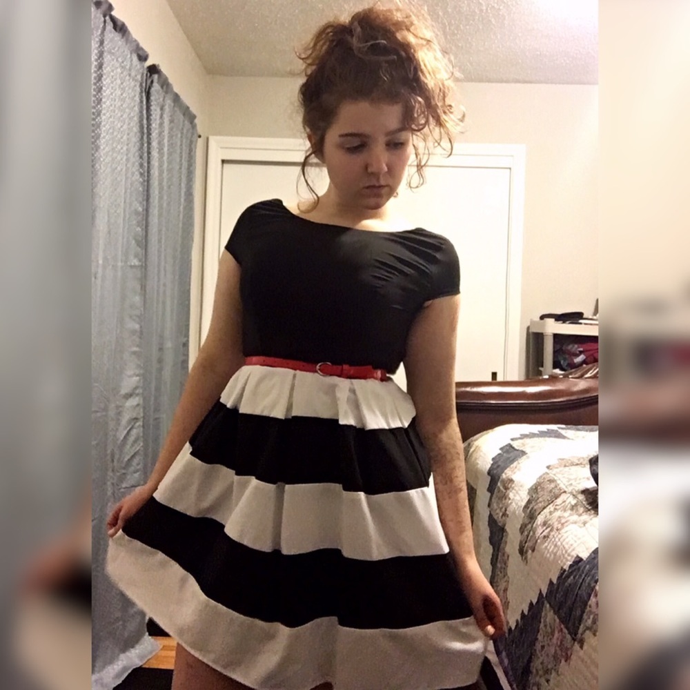 B. Darlin Black White Striped Dress